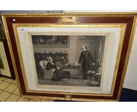 THEODORE BLAKE WIREMAN (1848-1925) a stipple point engraving of Queen Victoria and Benjamin Disraeli, signed by Wireman to th