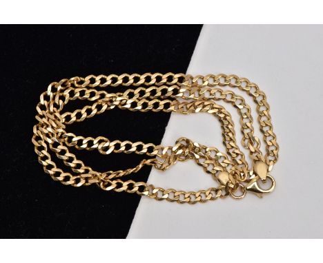 A 9CT GOLD CURB LINK CHAIN, fitted with a lobster claw clasp, hallmarked 9ct gold London, length 550mm, approximate gross wei