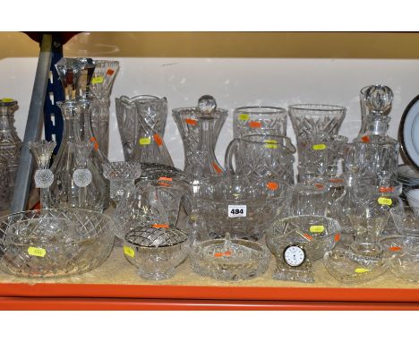 APPROXIMATELY FORTY PIECES OF CUT GLASS AND CRYSTAL to include a pair of Nachtmann candle holders (one chipped), an Edinburgh