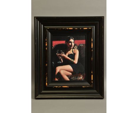 FABIAN PEREZ (ARGENTINA 1967) 'TESS ON THE LEATHER COUCH' a signed limited edition print 7/195, no certificate, approximate s