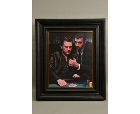 VINCENT KAMP (BRITISH CONTEMPORARY) 'HOLD BACK, IT'S NOT YOUR NIGHT' a signed limited edition print of figures in a casino, 5
