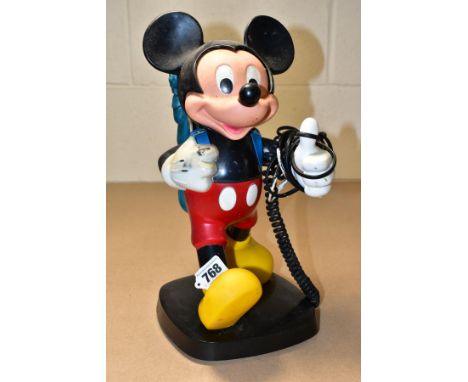 A TYCO MICKEY MOUSE TELEPHONE, not tested, appears complete and in fair condition with some paint loss and wear, some discolo