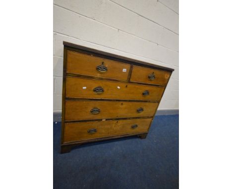 A GEORGIAN MAHOGANY CHEST OF TWO OVER THREE LONG DRAWERS, on bracket feet, width 107cm x depth 51cm x height 98cm (condition 