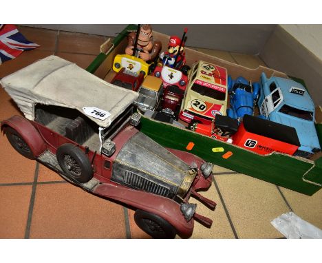A QUANTITY OF ASSORTED DIECAST AND OTHER VEHICLES, to include large scale battery operated Corgi  Volkswagen Golf (not tested