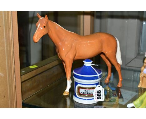 BESWICK BOIS ROUSSEL PALOMINO, second version together with a ceramic ext gentian medicine storage jar with lid (Condition:- 