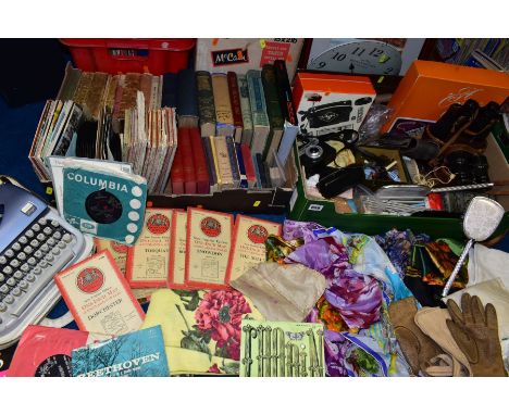 SUNDRY ITEMS, ETC, to include Canon 8x30 binoculars, Ensign Model 1 pocket camera, boxed AGFA 180 Rapid camera, box of knitti