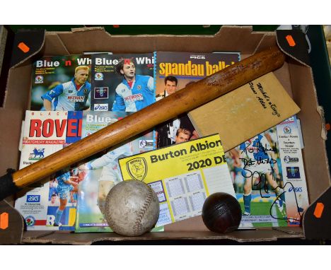 A BOX OF SPORTING MEMORABILIA WITH TICKET FOR THE 1966 WORLD CUP FINAL to include ticket stapled into a book (missing stub), 