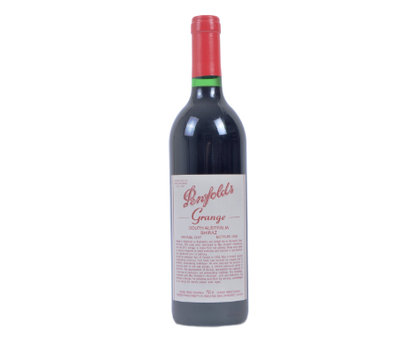 A vintage 20th century 1997 Penfolds Grange South Australia Shiraz wine bottle. Vintage 1997, Bottled 1998. Seal completely i