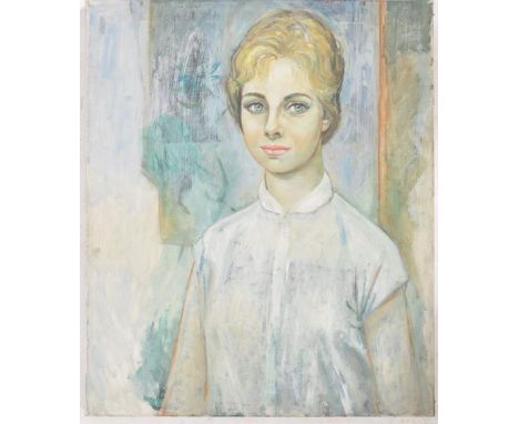 Attributed to Alex Portner (British School, 1920-1982) - mid century oil on canvas head and shoulders portrait of a lady with