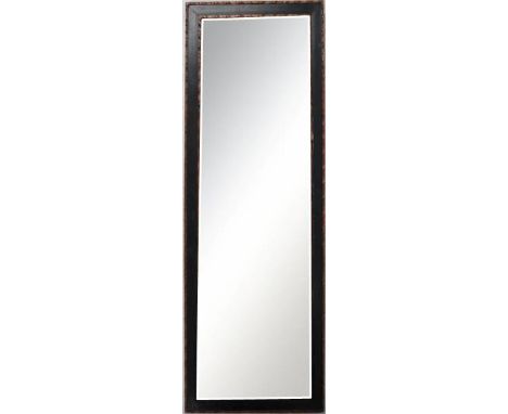 An early 20th century Arts &amp; Crafts wall mirror by Rowley Galleries. Rectangular form with marquetry decorated panel to t