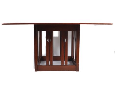 Charles Rennie Mackintosh (manner of) - A vintage 20th Century Art &amp; Craft solid teak dining table having a large square 