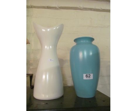 A large Poole vase magnolia white by Guy Sydenham 1950's and large turquoise vase