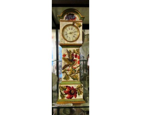 A Victorian porcelain Longcase clock decorated birds and flowers