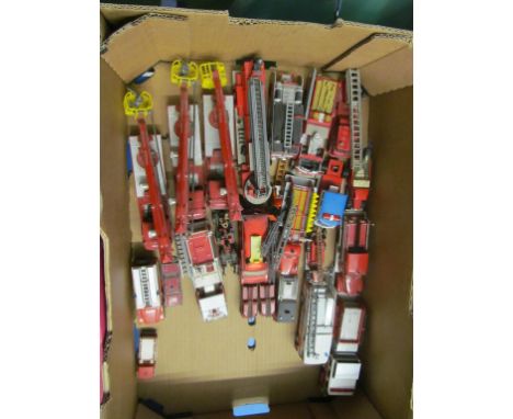 Three Simon Snorkel fire engine, Corgi American la France fire engine and Lesney Merryweather fire engine