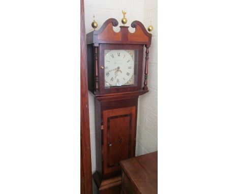 An oak Longcase clock with painted dial, Jn Thomas, Worcester, thirty hour movement