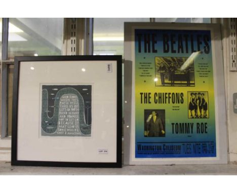 A LIMITED EDITION PRINT OF THE FIRST U.S. CONCERT BY THE BEATLES, February 11th 1964, at the Washington Colosseum, together w