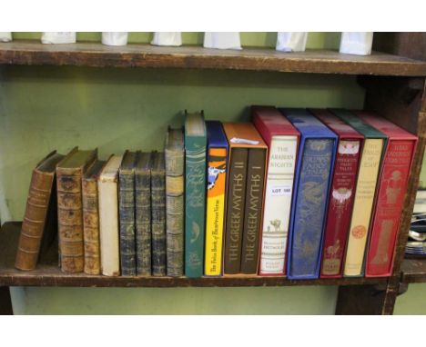 A SELECTION OF VINTAGE LEATHER BOUND BOOKS, together with a series of Folio Society box bound books 