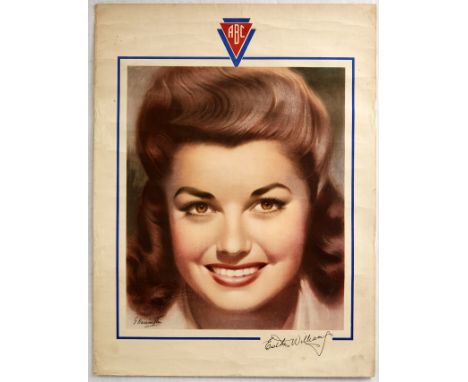 Original vintage movie poster featuring a portrait by G. Harrington depicting Esther Jane Williams - an American competitive 