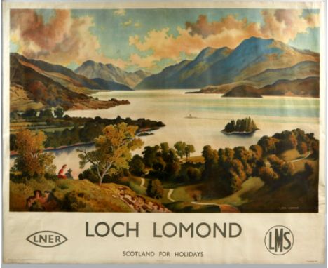 Original vintage travel poster for Loch Lomond - Scotland for Holidays - Issued by LNER and LMS / London and North Eastern Ra