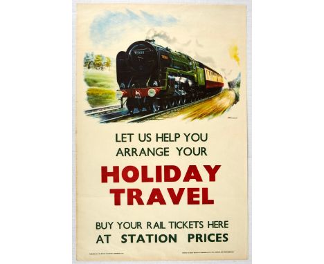 Original vintage travel advertising poster issued by British Railways - Let Us Help You Arrange Your Holiday Travel - Great i