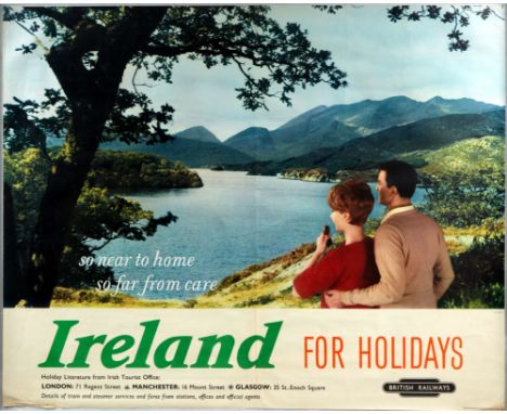 Original vintage travel poster Ireland for Holidays - So near to home so far from care issued by British Railways - Great des