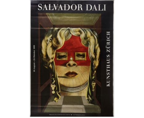 Original vintage advertising poster for a Salvador Dali exhibition at the Zurich Art House / Kunsthaus from 18 August to 22 O