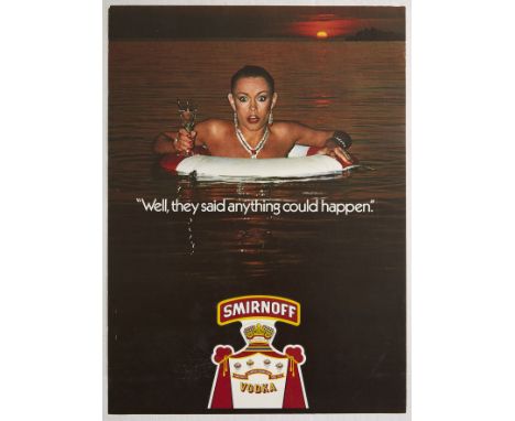 Original vintage drink advertising poster for Smirnoff vodka featuring a great image of a glamorous lady wearing jewellery an