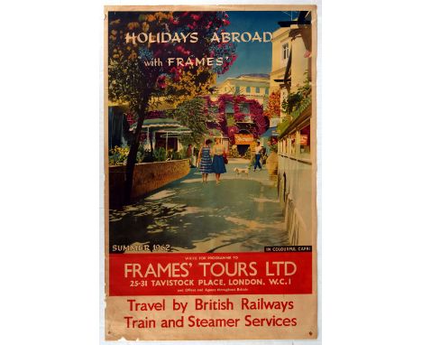 Original vintage travel poster&nbsp;Holidays Abroad Summer 1962 in Colourful Capri&nbsp;issued by Frames' Tours LTD - Travel 