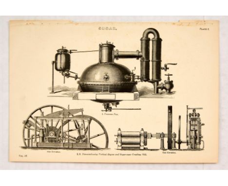 Set of 5 original antique book inserts featuring detailed annotated illustrations on steam engines - a. Steam Vessel Triple E