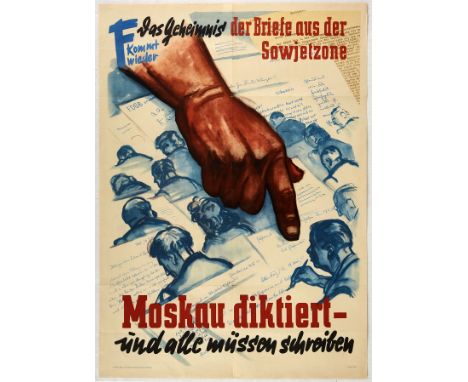 Original vintage Cold War era anti-Soviet propaganda poster published in German by the Freedom Action of the Youth - The secr