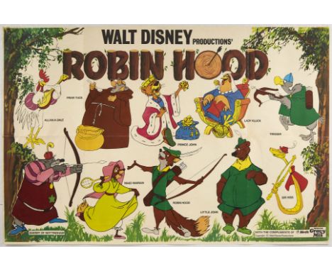 Original vintage poster for Walt Disney's animated movie Robin Hood - a 1973 American animated romantic musical comedy film p