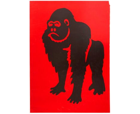 Original vintage advertising poster for Philips Black Light lamps featuring a dynamic design depicting a gorilla in black aga