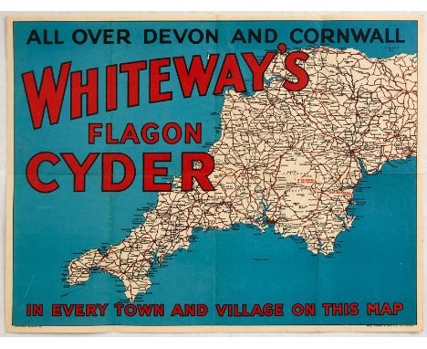 Original vintage advertising poster issued by the Whiteways Flagon Cyder all over Devon and Cornwall in every town&nbsp;villa