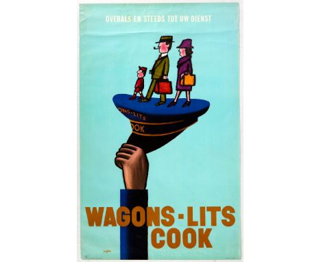 Original vintage railway travel poster - Overals en steeds tot uw dienst Wagons-Lits Cook Everywhere and always at your servi