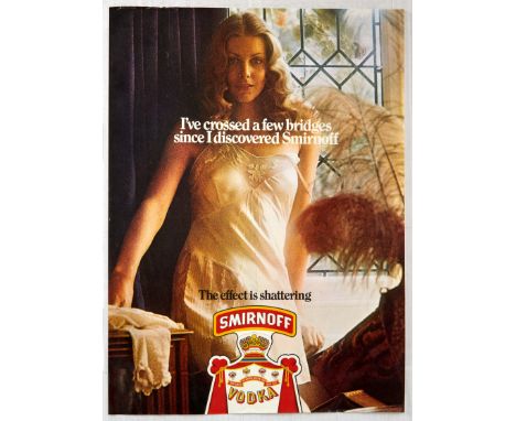 Original vintage drink advertising poster for Smirnoff, the renowned vodka brand founded in Moscow. Smirnoff uses a humorous 