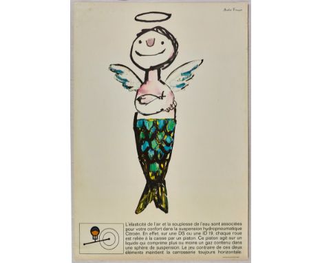 Original vintage advertising poster for Citroen Hydropneumatique DS ID19 featuring a great illustration by Andre Francois (19