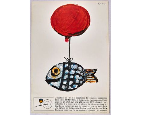 Original vintage advertising poster for Citroen Hydropneumatique DS ID19 featuring a great illustration by Andre Francois (19