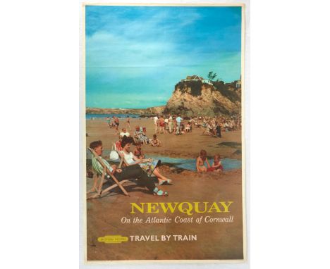 Original vintage travel poster for Newquay - On the Atlantic Coast of Cornwall issued by British Railways Western Region - Gr