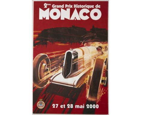 Original vintage motorsport poster for the Grand Prix De Monaco Historique taking place on the 27 and 28 May 2000 featuring a