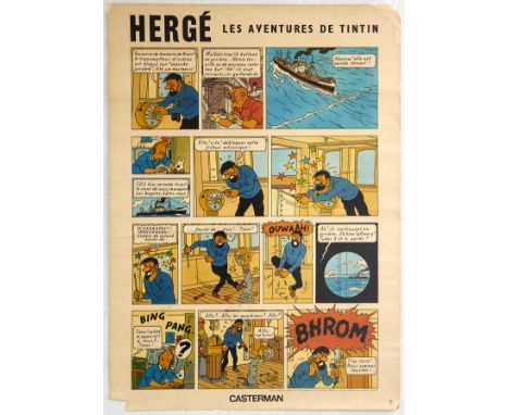 Original vintage poster advertising the series of comics - Les Aventures des Tintin The Adventures of Tintin - by the Belgian