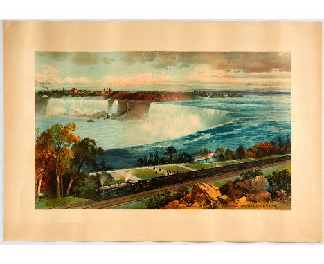 Original vintage poster featuring a stunning painting entitled Niagara Falls From Michigan Central Train by Charles Graham (1