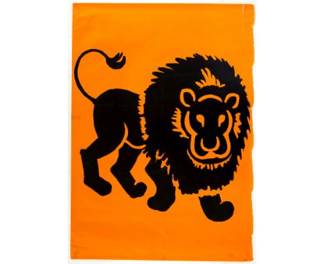 Original vintage advertising poster for Philips Black Light lamps featuring a dynamic design depicting a lion in black agains