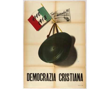 Original vintage propaganda Anti-Communist poster issued by the Christian Democratic&nbsp;Party of Italy featuring a military