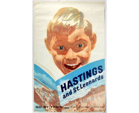 Original vintage travel poster Hastings and&nbsp;St Leonards Go by Train issued by Southern Railway featuring a great illustr