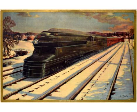 Original vintage advertising poster from a calendar for the Pennsylvania Railroad featuring a great painting by Grif Teller (