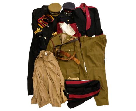 A post-war Royal Army Medical Corps officer's uniform group including mess dress, peaked caps and Sam Browne belt, together w