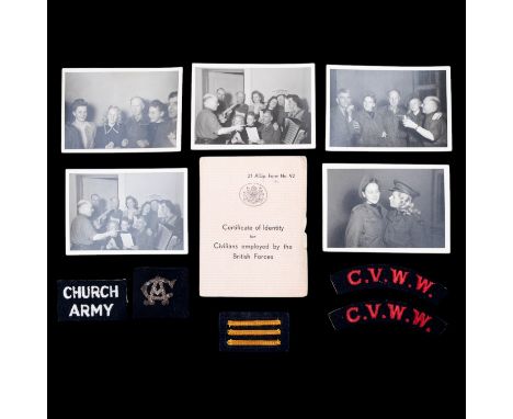 Council of Voluntary War Work, Church Army and other cloth badges and documents of one Mr Dennis Ditchson