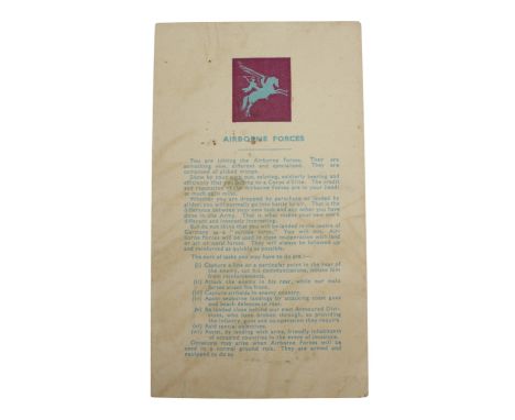 A 1944 British Airborne Forces recruit information leaflet