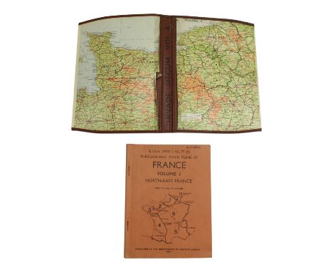 A Second World War British Army "Invade Mecum Vol 4" binder, together with a 1944 GSGS publication "Through-way Town Plans of