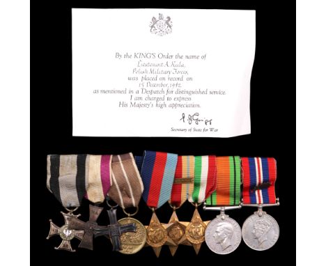 A Free Polish Army gallantry medal group, including Order of the Virtuti Militari (5th Class), Cross of Valor, Commemorative 